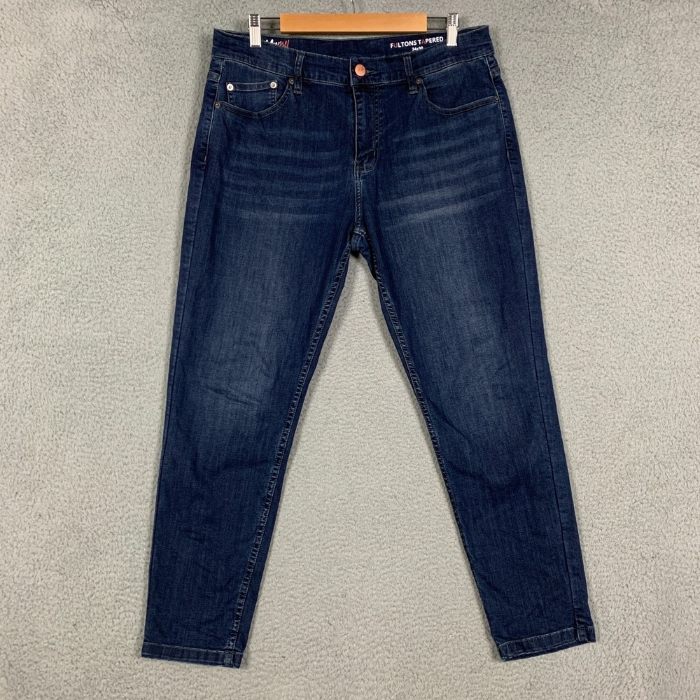 Mugsy Fultons Jeans Men's Size 34 Blue Tapered Stretch‎ Denim Mid Rise Dark Wash